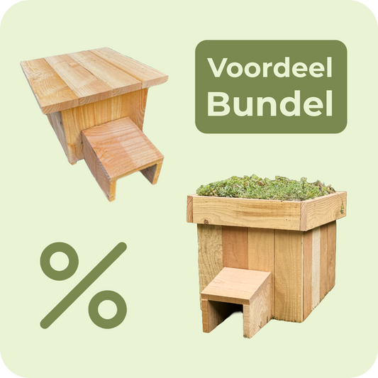 Voordeelbundel voor egels - egelslaaphuis + egelvoederhuis