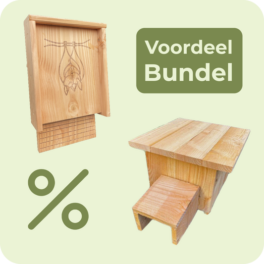 Voordeelbundel - egelvoederhuis + vleermuiskast  – Voor egels & vleermuizen – Douglas hout