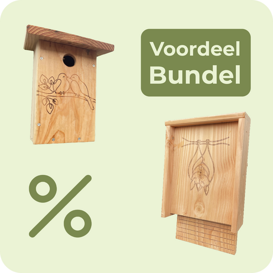 Voordeelbundel vogelhuisje + vleermuiskast  – Voor tuinvogels & vleermuizen – Douglas hout